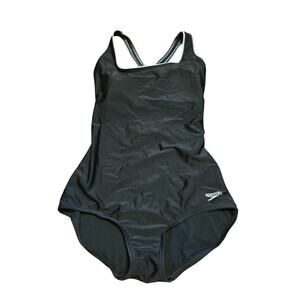 Speedo Black Crossback One Piece Swimsuit -